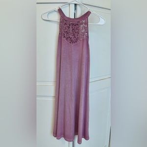 Lavender casual flowy halter top dress lace top women’s s